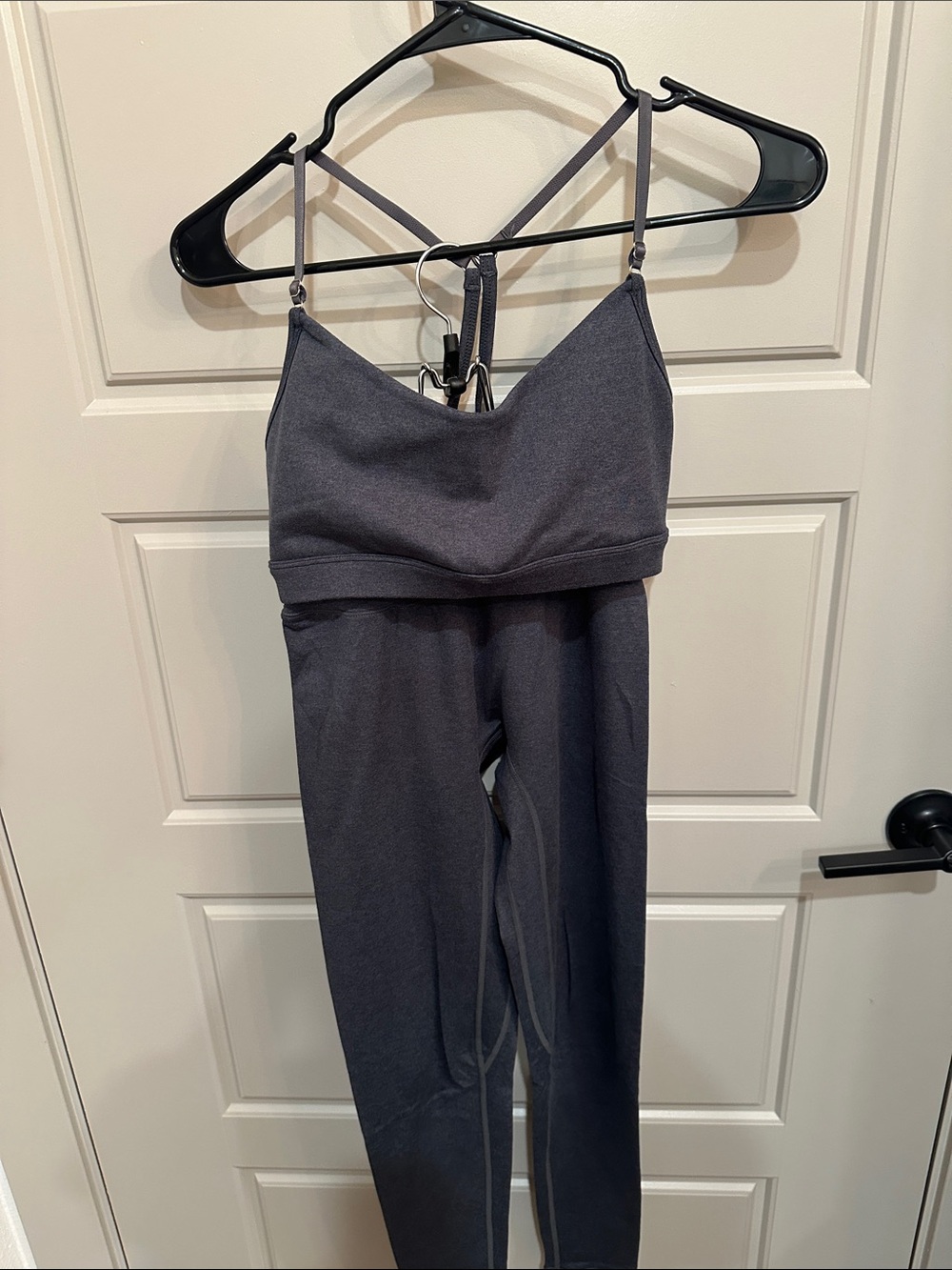 P'tula Charcoal Gray Strappy Sports Bralette & Leggings Set